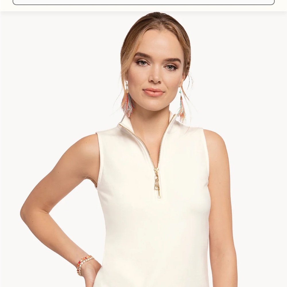Spartina 449 Gold Zippered White Polo Tank